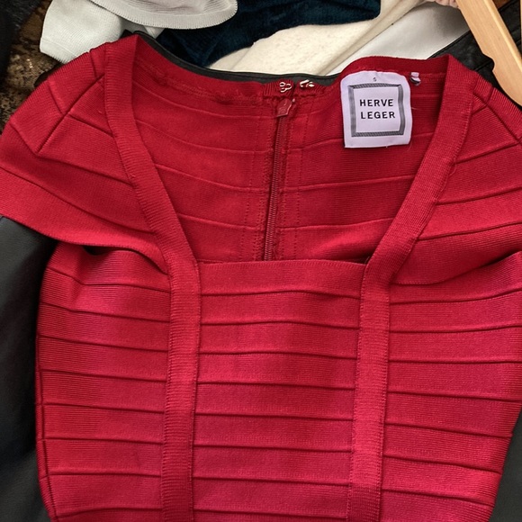 Herve Leger red bandage bodycon dress S - Picture 4 of 6